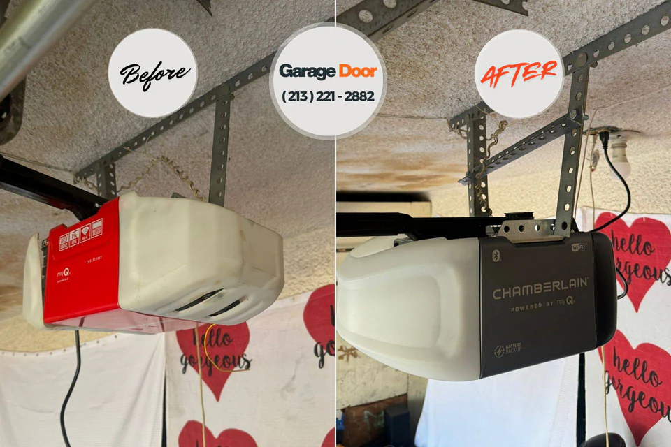 Before and after: garage door repair Mannford, OK